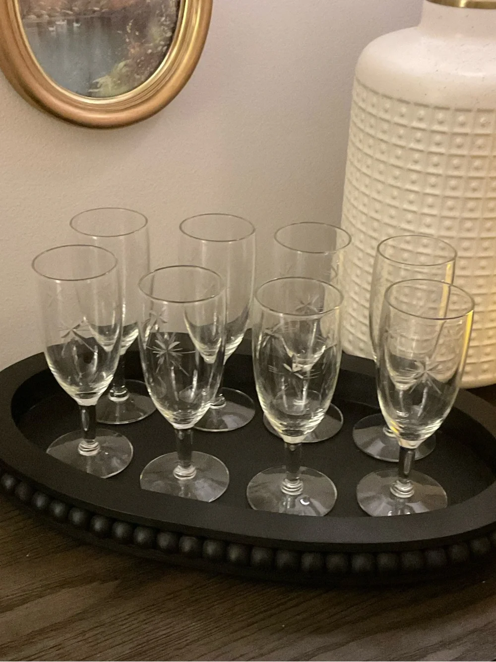 Vintage Susquehanna Six Point Star Sherry Glasses - MCM - Set of 8